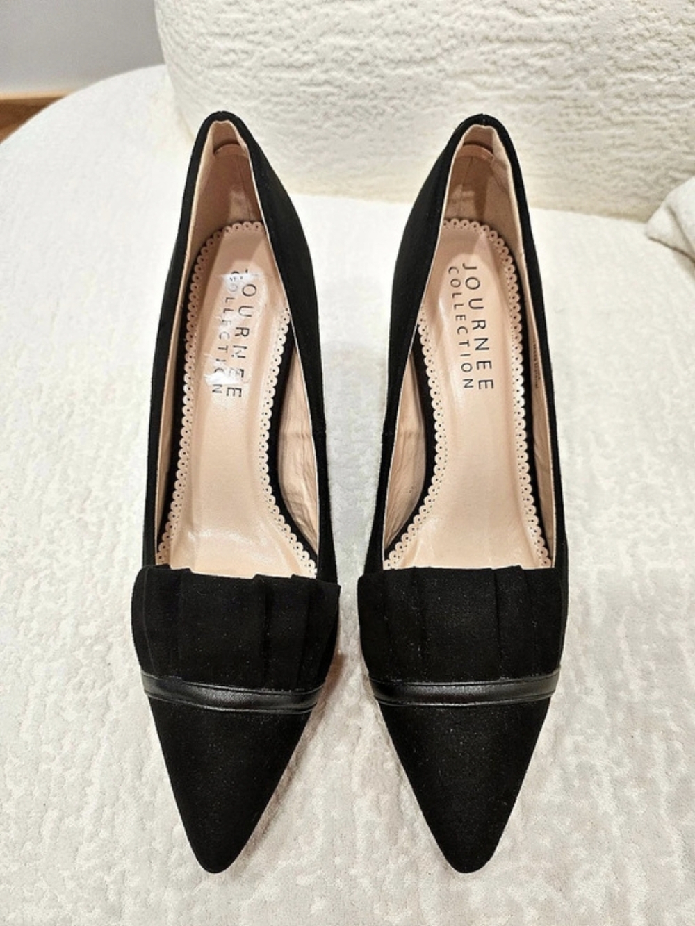 J. Renee Black Pointed Toe Bow Heels